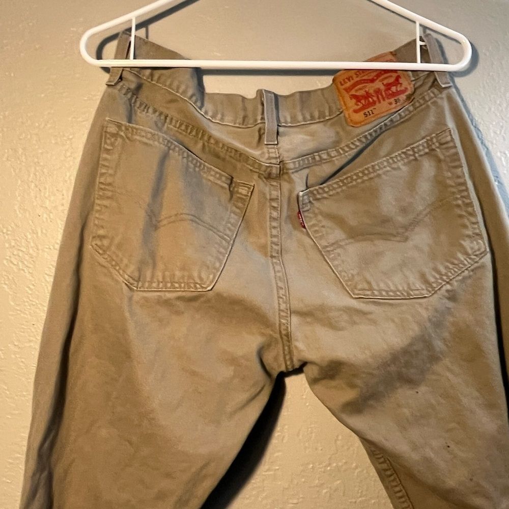 Y2K Classic Levi's 511 Tan Chinos Pants Straight Leg Tapered Retro Premium 36X30 - Picture 8 of 9
